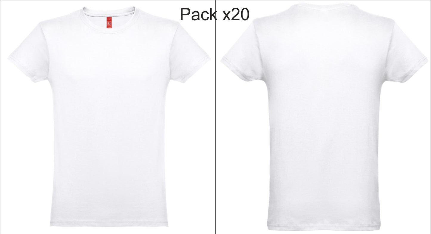 20 t-shirts brancas personalizadas com impressão frente e costas