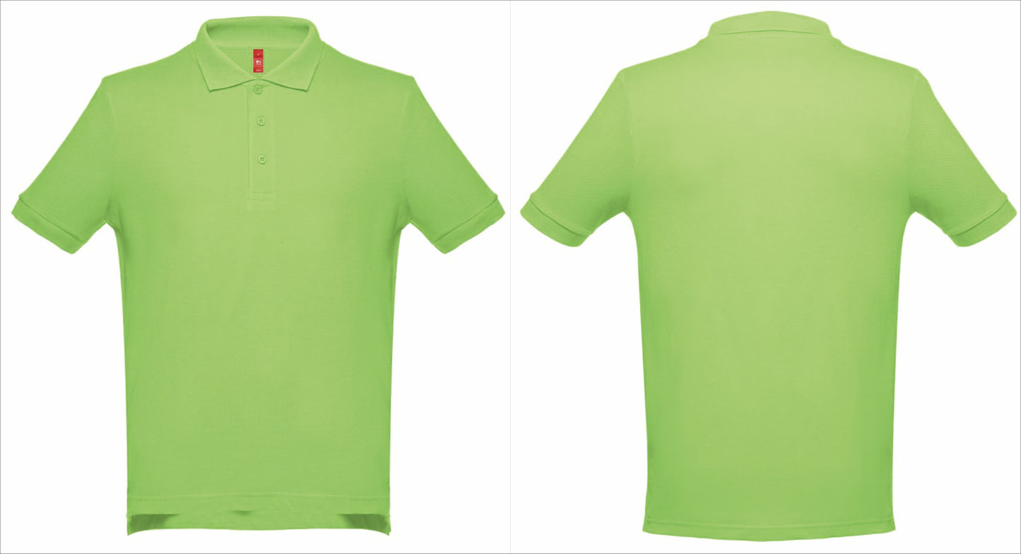 Polo verde masculino personalizado em algodão para empresas ou grupos