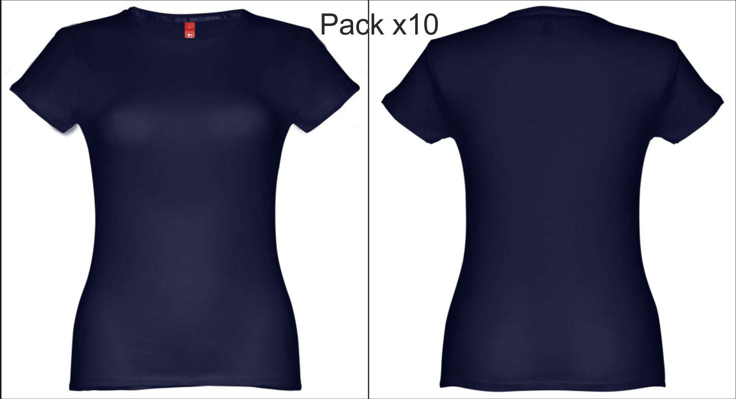 Conjunto de 10 t-shirts azul real femininas personalizadas para eventos 