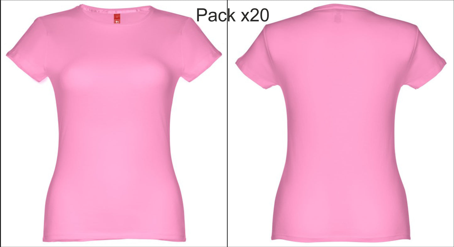 Pack 20 t-shirts rosa femininas para campanhas de marketing ou grupos
