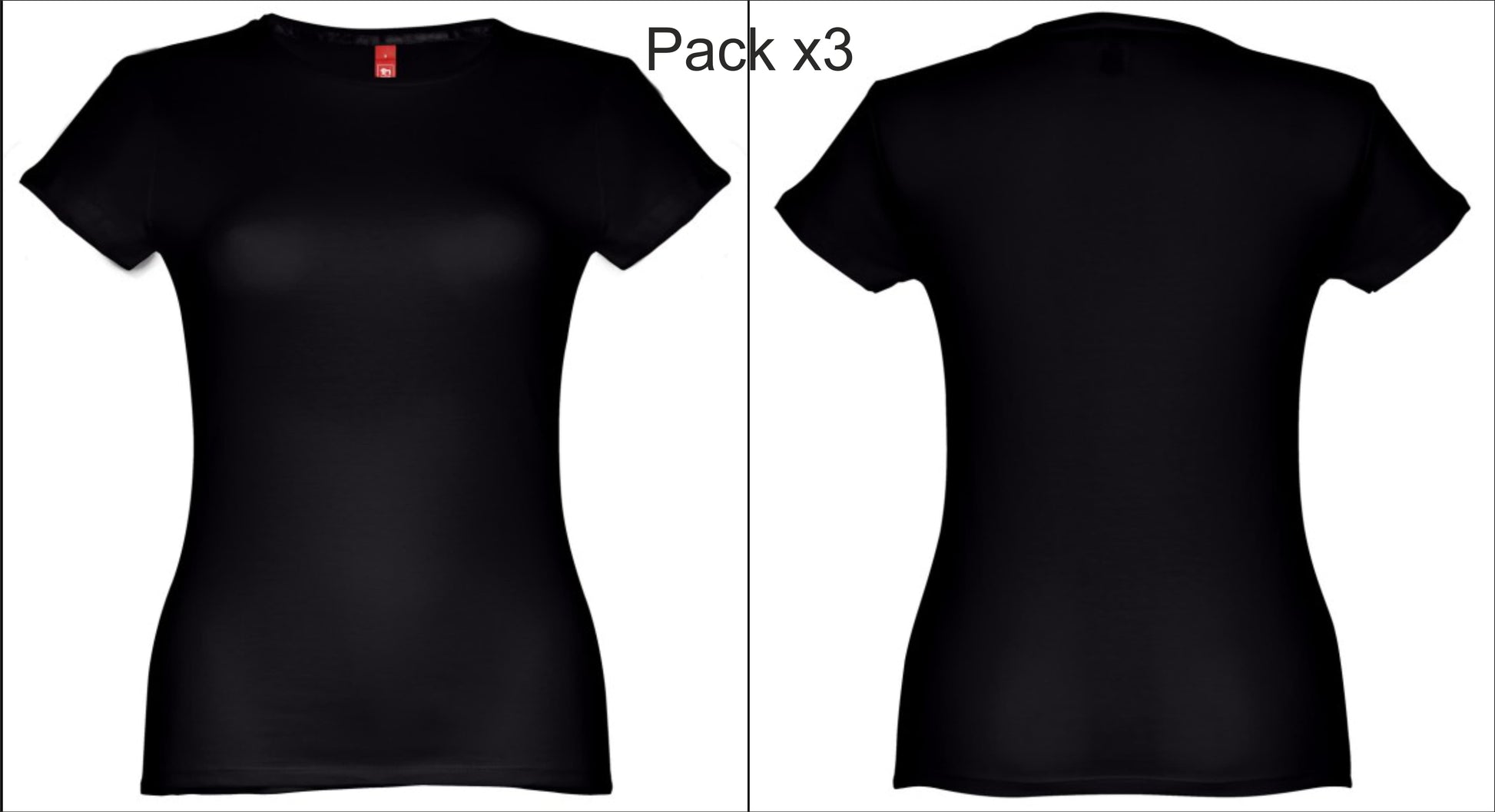 T-shirts pretas femininas personalizadas em pack de 3 para fardas de comércio ou estética