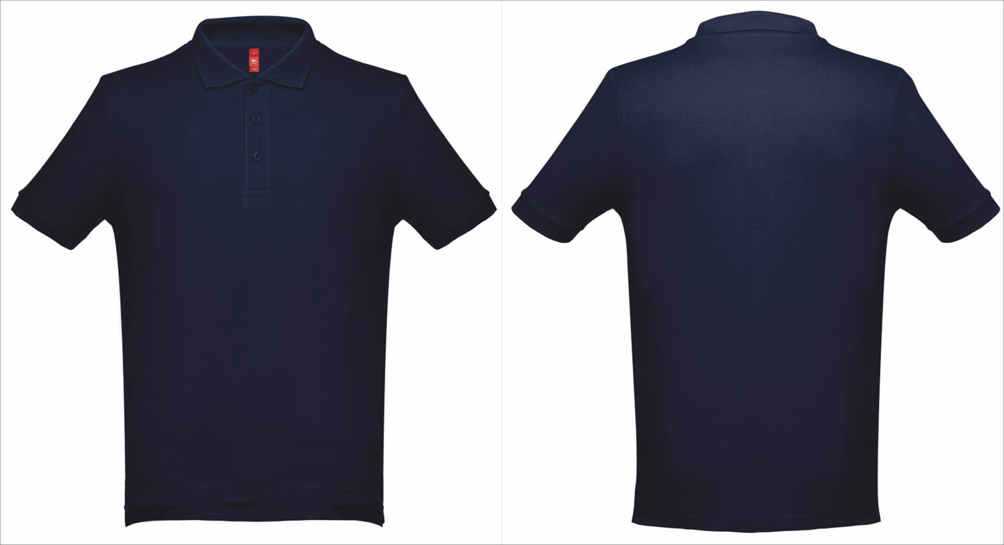 Polo masculino azul marinho 100% algodão personalizar frente e costas