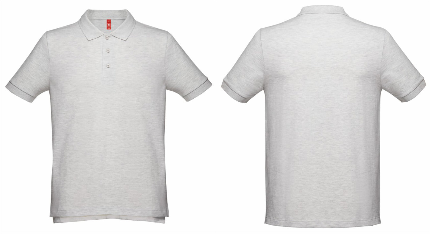 Polo  cinza claro  masculino 100% algodão preparado para personalização total