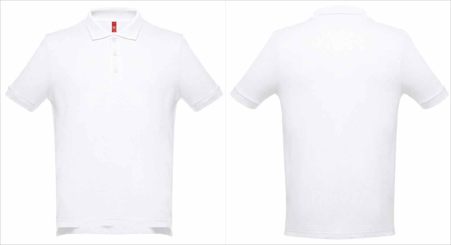 Polo branco masculino 100% algodão preparado para personalização total