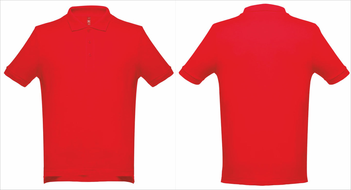 Polo vermelho masculino personalizado com design o seu design aqui frente e verso