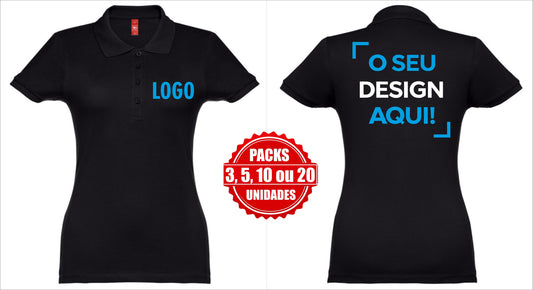 Pack de polos femininos personalizados com logo  e design – 3, 5, 10 ou 20 unidades
