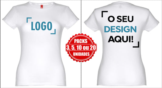 Packs de T-Shirts Personalizadas Femininas com Logo | 3 a 20 Unidades