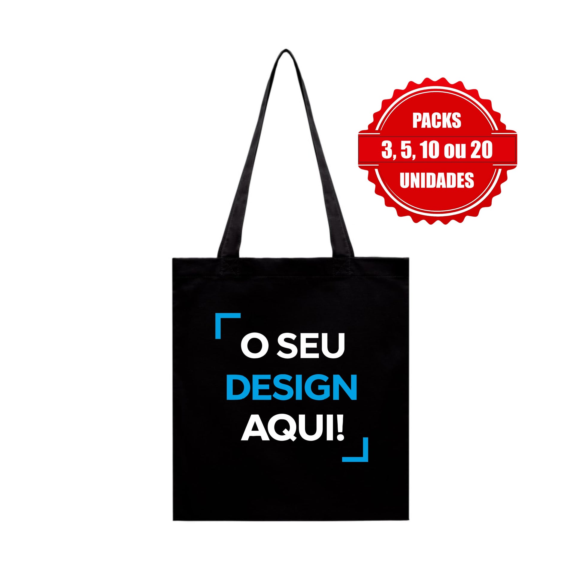 pack de sacos personalizados com logo ou design disponiveis em 3, 5, 10, ou 20 unidades 